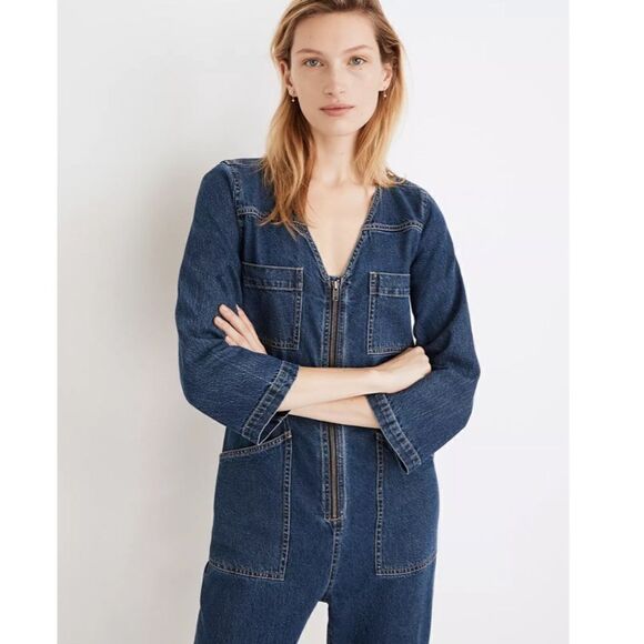Madewell Denim Patch Pocket Coverall Jumpsuit in Afield Wash - Picture 4 of 12